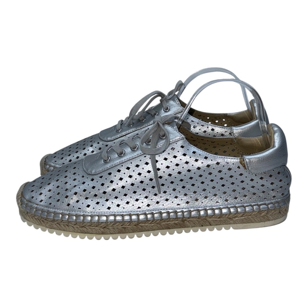 4904. Marc Fisher Women's Silver Espadrilles Size 10 Perforated Casual Shoes
